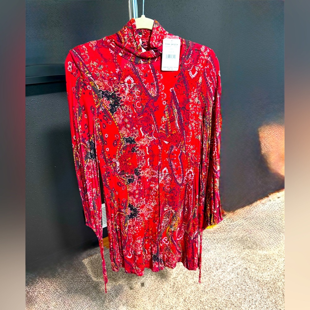 Free People Vibrant Red Paisley dress